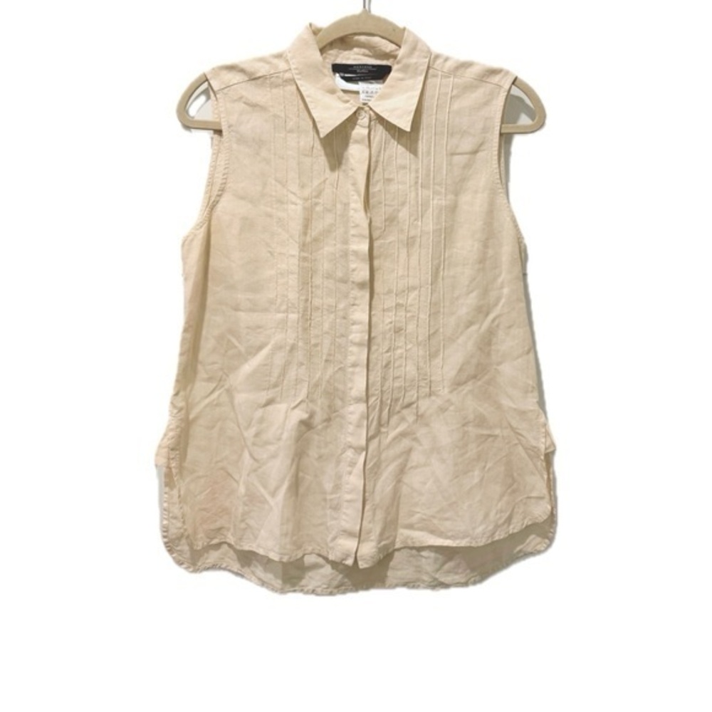 Weekend Max Mara Pleated Linen Top in Ivory